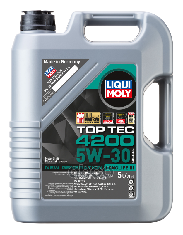 Liqui moly 5W-30 Top Tec 4200 Diesel New Generation C2/C3 5Л (Нс-Синт. Мотор. Масло)