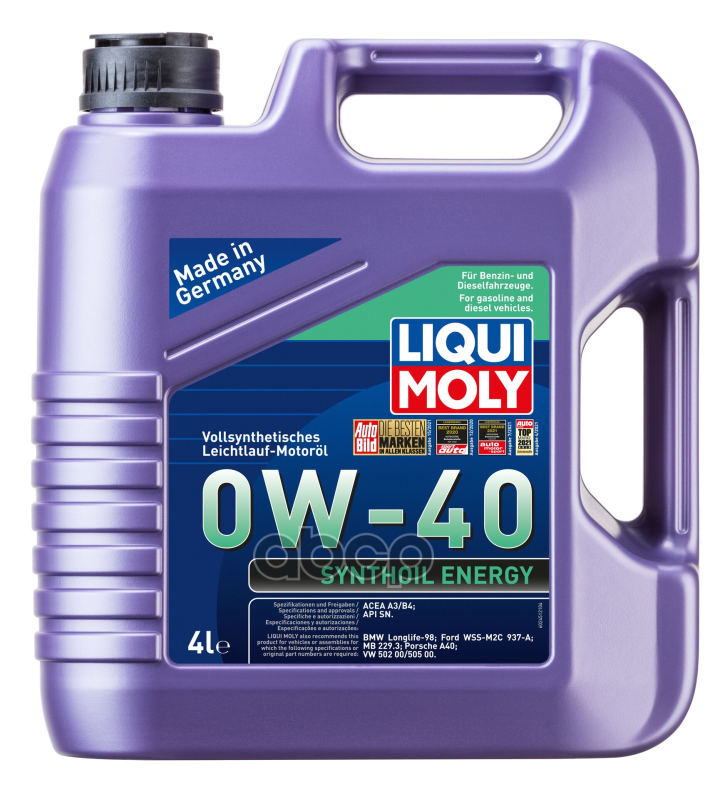 LIQUI MOLY Масло Моторное Синтетическое 4Л - Синт. Мот.масло Synthoil Energy 0W-40 Sn A3, B4