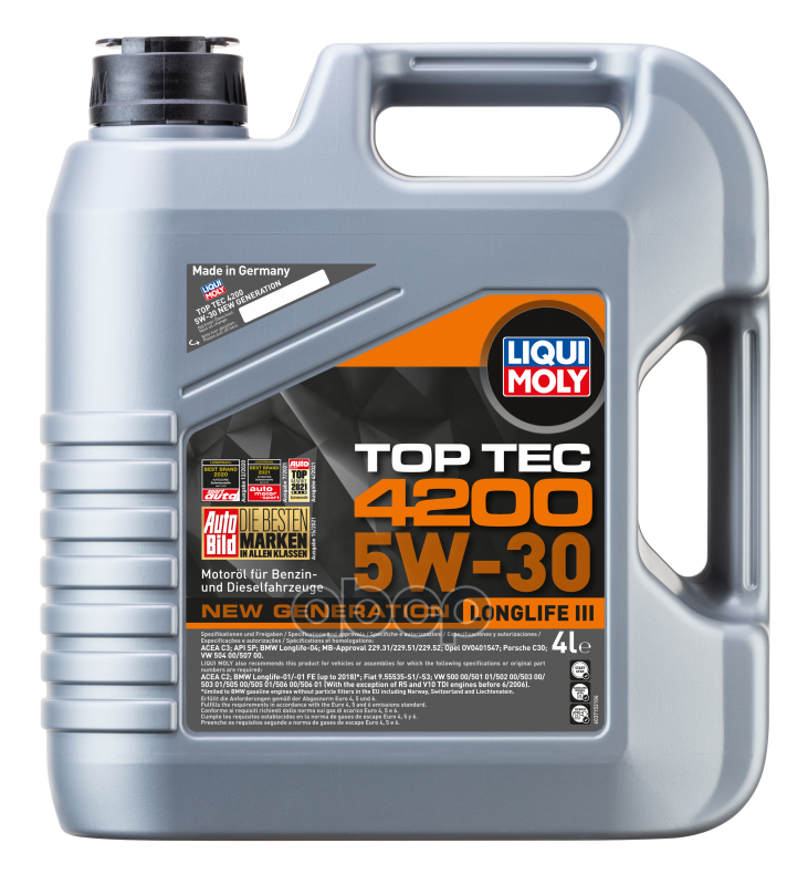 LIQUI MOLY Масло моторное синтетическое НС-Top Tec 4200 5W-30 SN C3 4л 3715