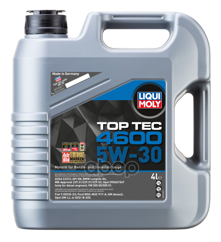 LIQUI MOLY Масло моторное синтетическое НС-Top Tec 4600 5W-30 CF/SN C3 4л 3763