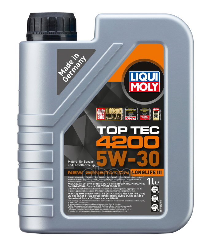 LIQUI MOLY Масло моторное LIQUI MOLY Top Tec 4200 5W-30 синтетическое 1 л 7660