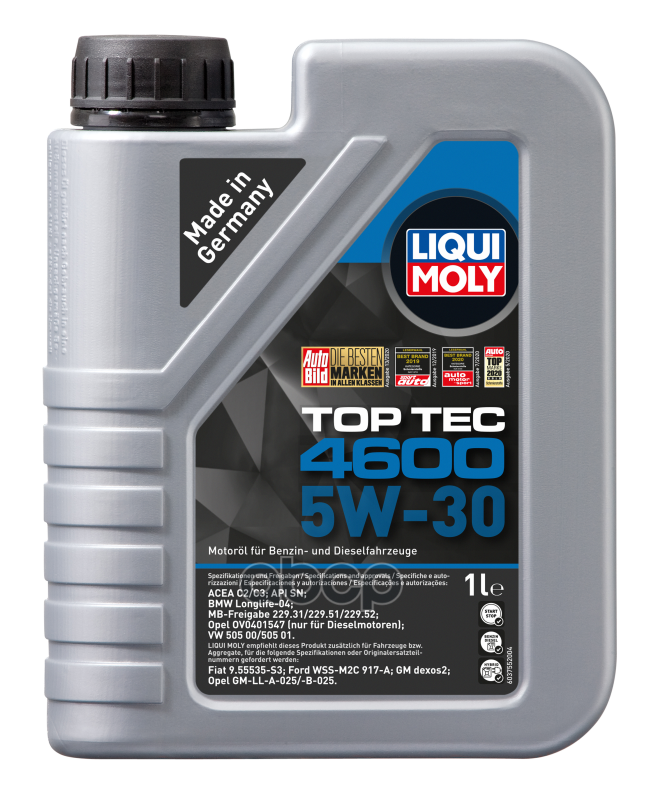 LIQUI MOLY Масло моторное LIQUI MOLY Top Tec 4600 5W-30 синтетическое 1 л  8032 / 2315 / 3755