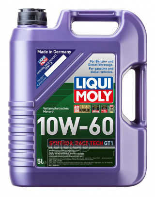 LIQUI MOLY Масло моторное синтетическое Synthoil Race Tech GT1 10W-60 SN A3/B4 5л (1944) 8909