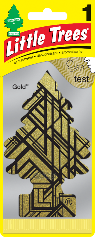 Ароматизатор Елочка Золото (Gold) США 10105 Car-Freshner U1P-10210-RUSS Little Trees арт. U1P-10210-RUSS