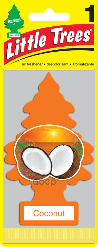 Ароматизатор Елочка Кокос пропитанный пластинка кокос Car-Freshner U1P-10317-RUSS Little Trees арт. U1P-10317-RUSS