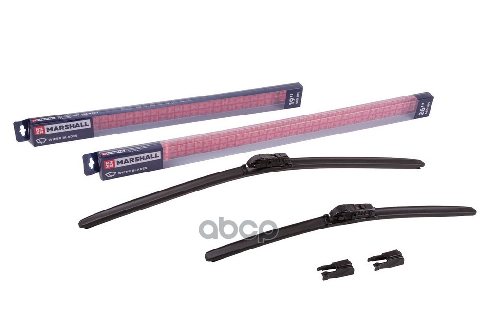 Щетки стеклоочистителя бескаркасные 26” / 65 см + 19” / 48 см hook, side pin, push/pinch 1 MARSHALL арт. MW5995