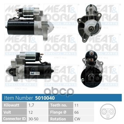 Стартер 12V 1 7KW Fiat Scudo (220)  Citroen Berlingo (M) MEAT & DORIA арт. 5010040