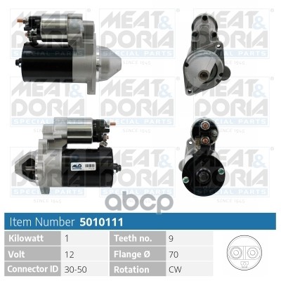 Стартер 12V 1Kw Smart City-Coupe (450), Fortwo (451) 0.8 Cdi Meat & Doria 5010111 MEAT & DORIA арт. 5010111