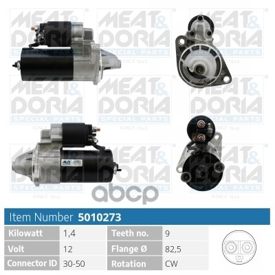 Стартер 12V 1 4Kw Opel Astra (T92)  Vectra (J89) 2.0 MEAT & DORIA арт. 5010273