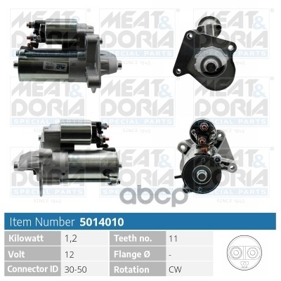 Стартер 12V 1 2KW Ford Focus II  Volvo S40 II 1.6 D MEAT & DORIA арт. 5014010