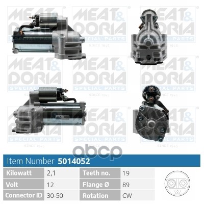 Стартер 12V 2 1KW Ford Fiesta IV  Mazda 2 (DY) MEAT & DORIA арт. 5014052