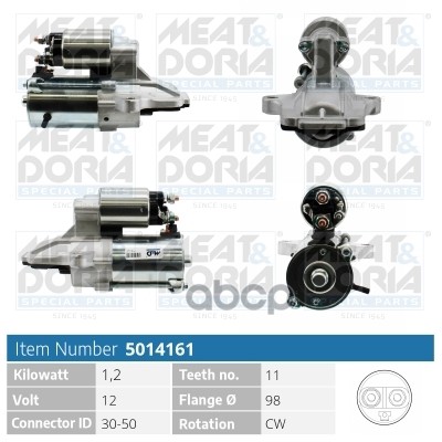 Стартер 12V 1 2KW Ford C-Max (DM2)  Volvo C30 (533) MEAT & DORIA арт. 5014161