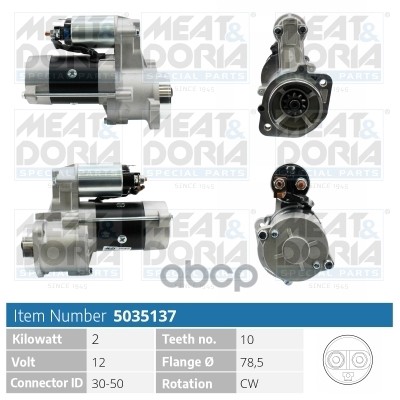 Стартер 12V 2KW Hyundai H1 (A1)  Kia Sorento I 2.5 CRDi MEAT & DORIA арт. 5035137