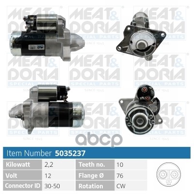 Стартер 12V 2 2KW Nissan Qashqai (J10)  Renault Master III 2.3 dCi MEAT & DORIA арт. 5035237