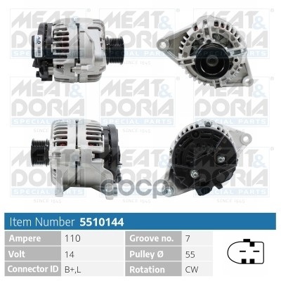 Генератор 14V 110A Fiat Ducato (244 250) MEAT & DORIA арт. 5510144