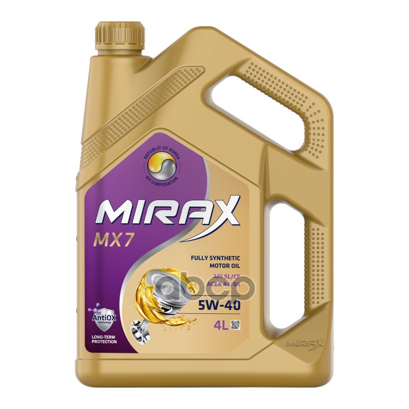 MIRAX Масло Моторное Синтетическое Mx7 5W40 Sl/Cf, A3/B4 4Л