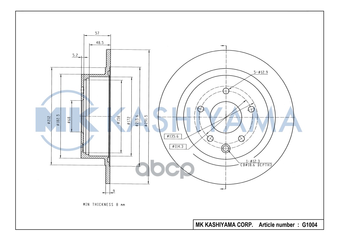Диск тормозной задний NISSAN JUKE 10-/QASHQAI 07- G1004 MK KASHIYAMA арт. G1004