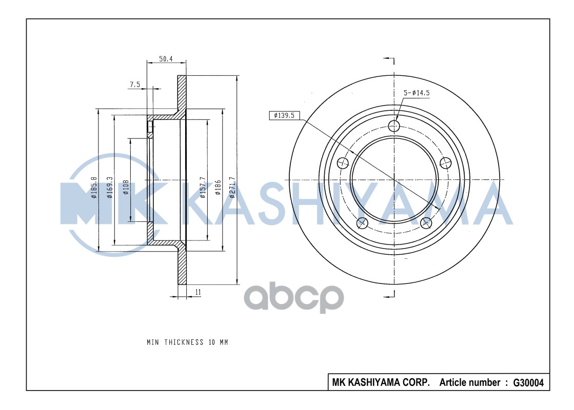 Диск тормозной передний CHEVROLET NIVA, LADA NIVA (2121, 2123) G30004 MK KASHIYAMA арт. G30004