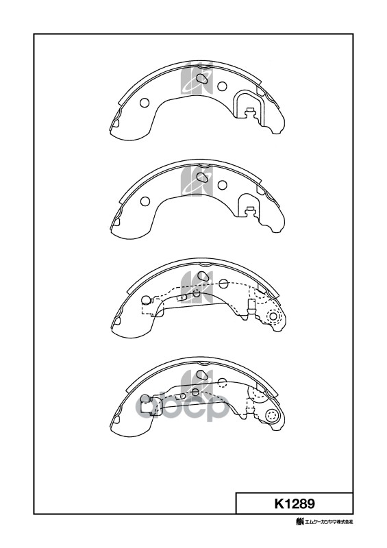 Колодки тормозные барабанные Nissan Almera, March, Note, Versa 11- K1289 MK KASHIYAMA арт. K1289