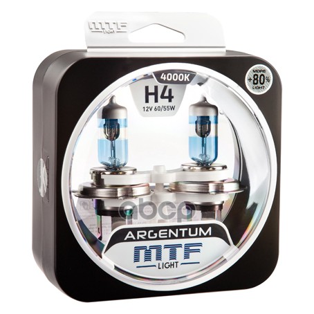 Комплект Галогенных Ламп Mtf Light H4 12V 60/55W Argentum +80% 4000K MTF Light арт. h8a1204