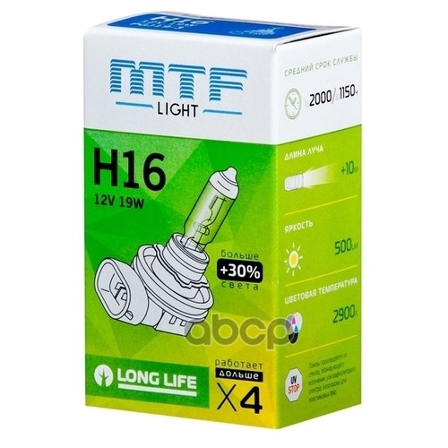 Галогенная Лампа Mtf H16 12V 19W Standard30 MTF Light арт. HS1216