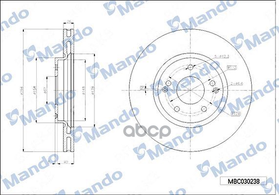 Диск тормозной передняя ось 298*26*45 6 вентилируемый SSANGYONG Mando арт. mbc030238