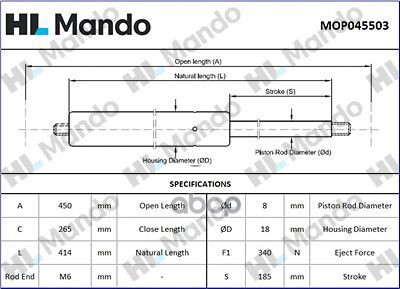Амортизатор двери багажника Mando арт. MOP045503