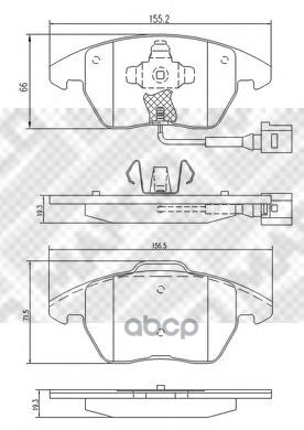 Колодки Тормозные Дисковые Передние К-Т С Датчиком Износа Vw Golf V (1K1) 1.4 16V Mapco арт. 6695