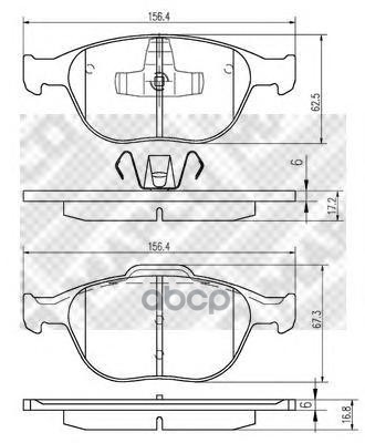 Колодки тормозные дисковые передние к-т FORD FOCUS II (DA_  HCP  DP) 1.6  MAZDA 3 (BK) 1.6 Mapco арт. 6709