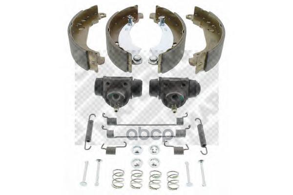 Колодки тормозные барабанные задние с установочным комлектом (с 2 шт. тормозными цилиндрами) RENAULT Mapco арт. 9777