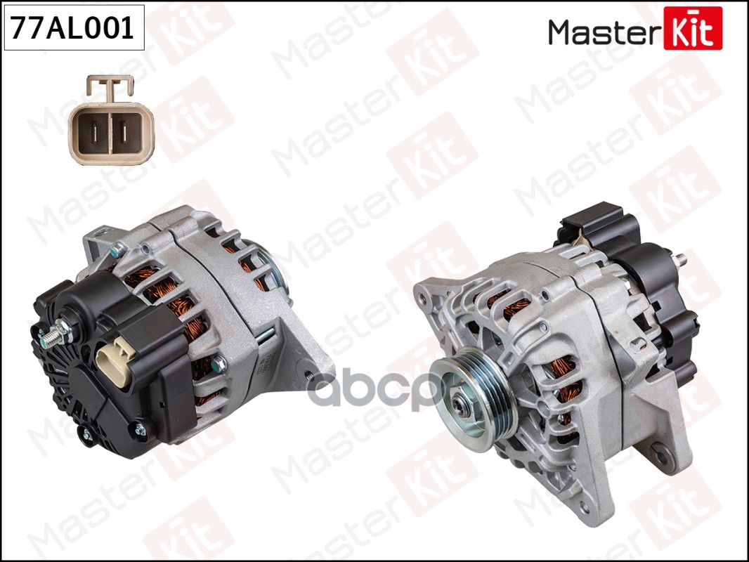 Генератор Hyundai Elantra(XD),Tucson(JM) 00-,Kia Rio II(JB),Sportage(JE_,KM_) 04- (14V,90A) MasterKit арт. 77AL001