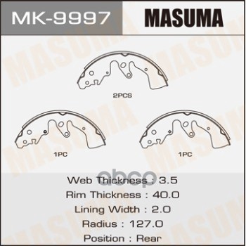 Колодки барабанные SUZUKI ESCUDO MASUMA MK-9997 Masuma арт. MK-9997