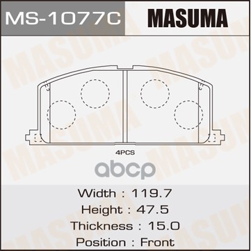 Колодки передние TOYOTA CALDINA MASUMA MS-1077 Masuma арт. MS-1077