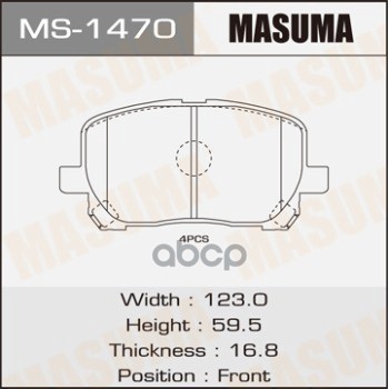 Колодки Передние Toyota Avensis Verso Masuma Ms-1470 Masuma арт. MS-1470