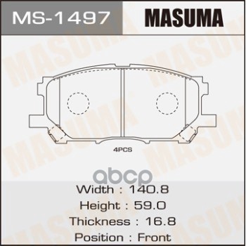 Колодки передние TOYOTA HARRIER MASUMA MS-1497 Masuma арт. MS-1497