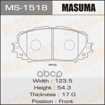 Колодки передние TOYOTA BELTA MASUMA MS-1518 Masuma арт. MS-1518