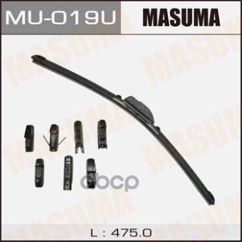 Дворник MASUMA 19`   бескаркасный, универсальный   (475мм)  8 видов креплений              (1/50) Masuma арт. MU019U