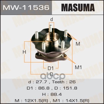 Ступица задняя LEXUS RX200T MASUMA MW-11536 Masuma арт. MW-11536