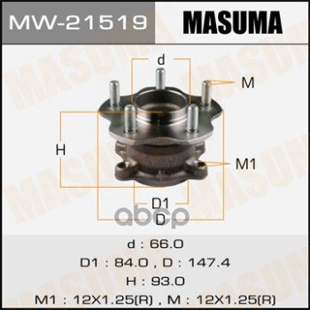 Ступица Задняя Nissan Teana Masuma Mw-21519 Masuma арт. MW-21519