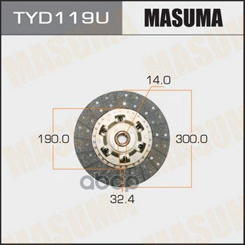 Диск сцепления TOYOTA COASTER MASUMA TYD119U Masuma арт. TYD119U