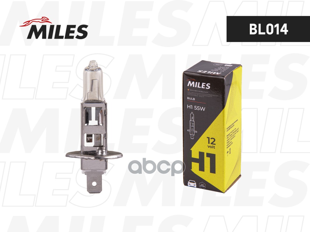 Лампа галогеновая головного света H1 P14.5s 12V 55W картон 1шт Miles арт. BL014