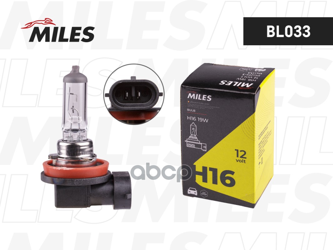 Лампа галогеновая головного света H16 12V 19W PGJ19-3 1шт Miles арт. BL033