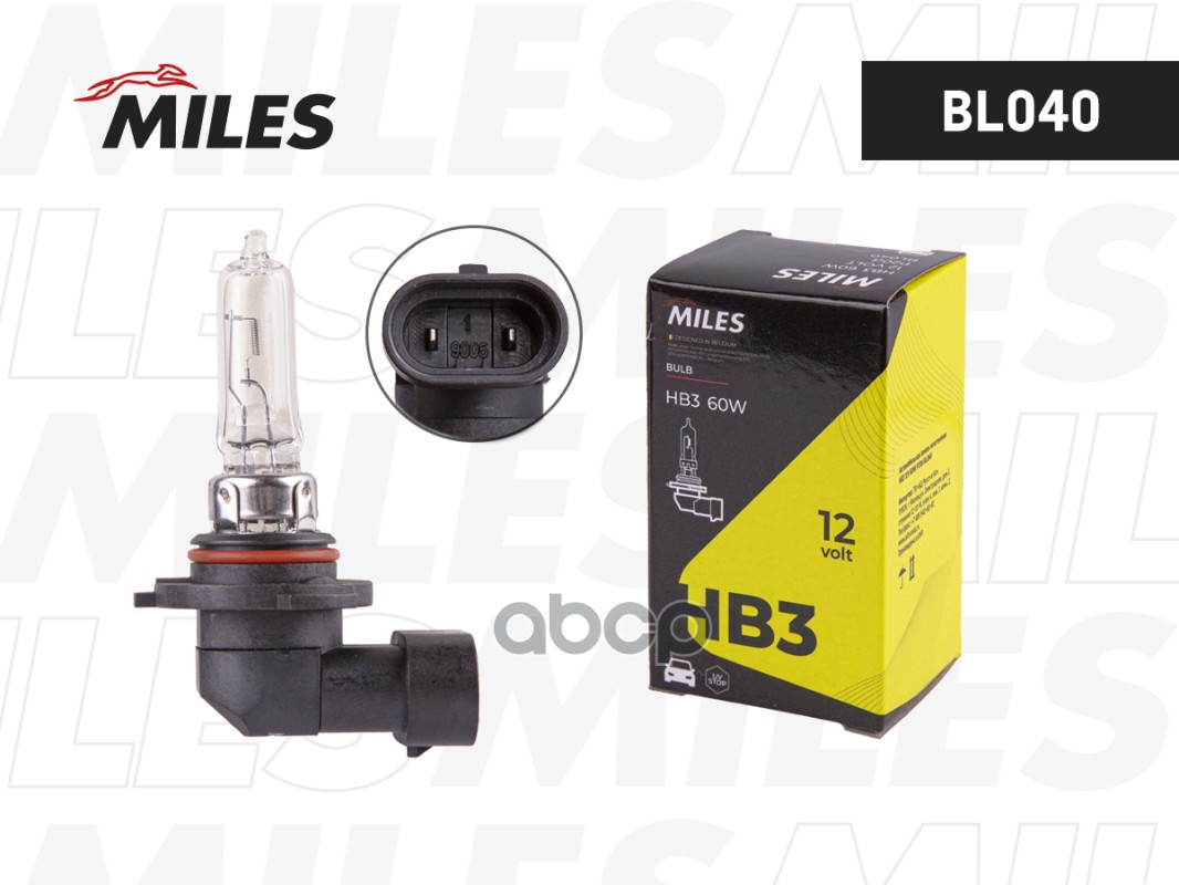 Лампа галогеновая головного света HB3 P20d 12V 60W картон 1шт Miles арт. BL040