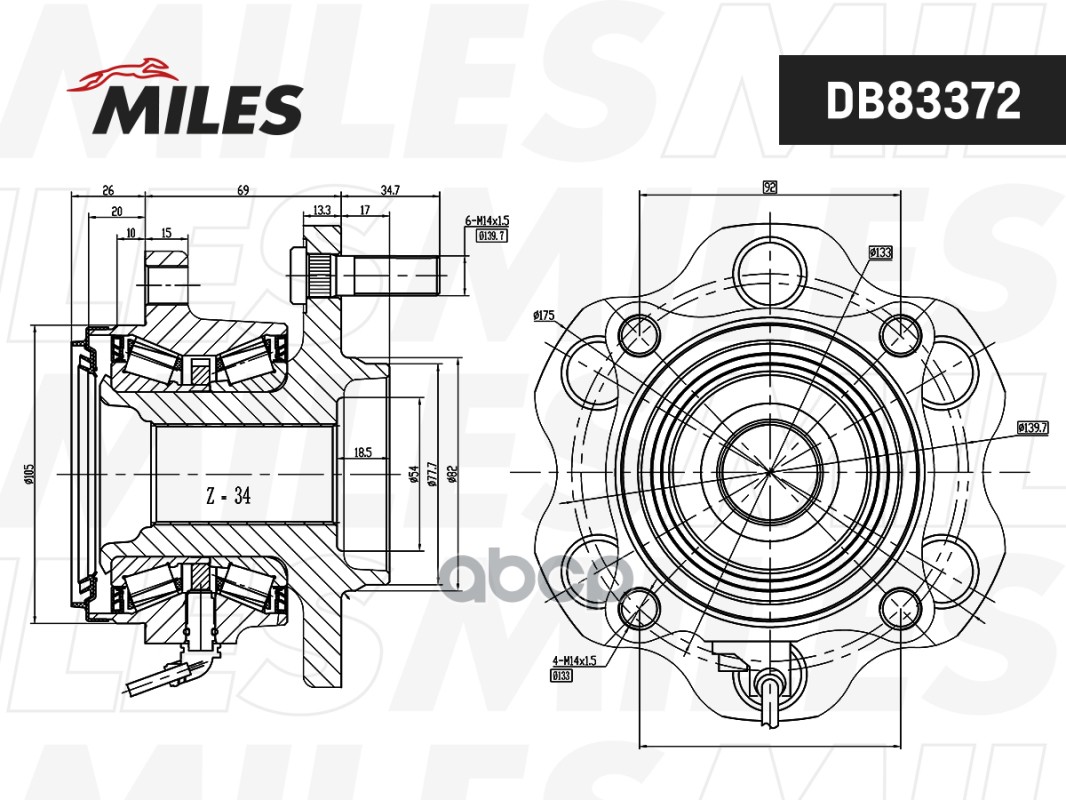 Ступица с подшипником NISSAN PATROL/INFINITI QX80/QX56 10- зад. Miles арт. db83372
