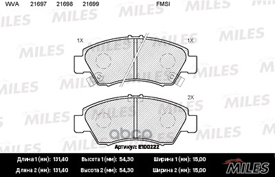 Колодки тормозные HONDA CIVIC 1.3-1.6 91-01/JAZZ 1.2/1.4 02- передние Miles арт. e100222