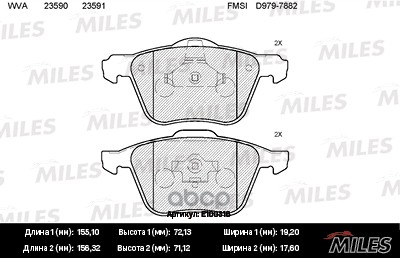 Колодки тормозные передние (без датчика) (Смесь Semi-Metallic) (VOLVO S60/V70/S80/XC70/XC90 98-) (TRW GDB1576) E100316 Miles ...