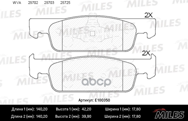 Колодки тормозные передние (без датчика) (Смесь Semi-Metallic) RENAULT LOGAN II/SANDERO II 16V 14- E100350 Miles арт. E100350
