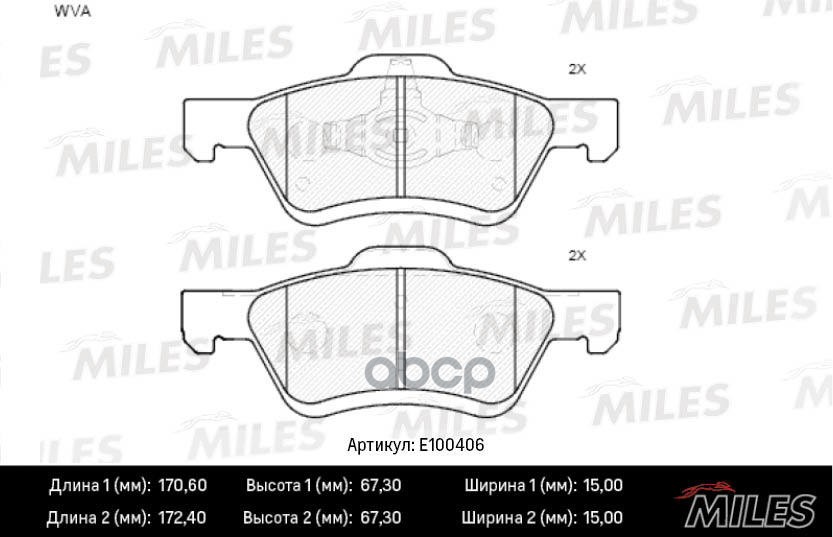 Колодки тормозные передние (Смесь Semi-Metallic) FORD MAVERICK/MAZDA TRIBUTE 2.4-3.0 04- (TRW GDB1752) E100406 Miles арт. E10...