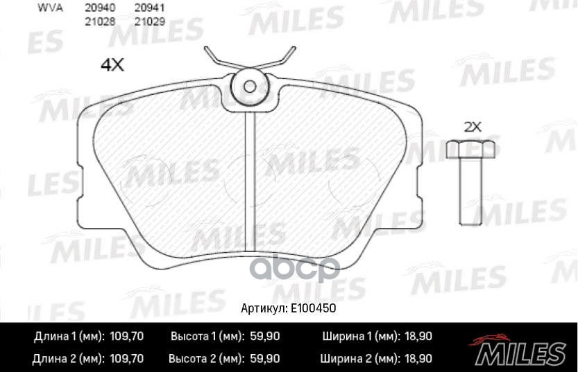 Колодки тормозные передние (без датчика) (Смесь Semi-Metallic) MERCEDES BENZ W201/W124 (TRW GDB818) E100450 Miles арт. E100450
