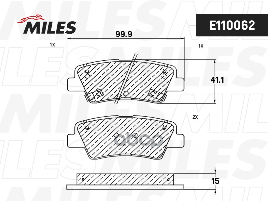 Колодки тормозные дисковые задние Miles арт. E110062